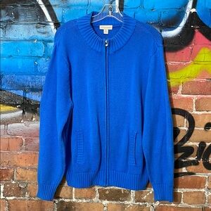APPLESEED’S-women’s royal blue cotton long sleeve full-zip turtleneck sweater